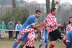 Krajský přebor mužů: Luby (v červeném) - Klatovy 0:3.