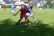 FK Okula Nýrsko (červení) - TJ Jiskra Domažlice B (modré dresy) 0:7.