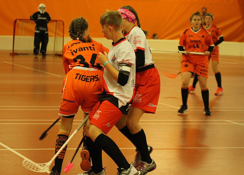 PG 2020 - G14: Sport Club Klatovy (bíločervené dresy) - Tigers Start98 Kunratice (oranžové dresy).