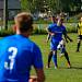 Okresní přebor, 25. kolo: TJ Sokol Hradešice (na snímku fotbalisté ve žlutočerných dresech) - TJ Sokol Vrhaveč (modří) 1:0.