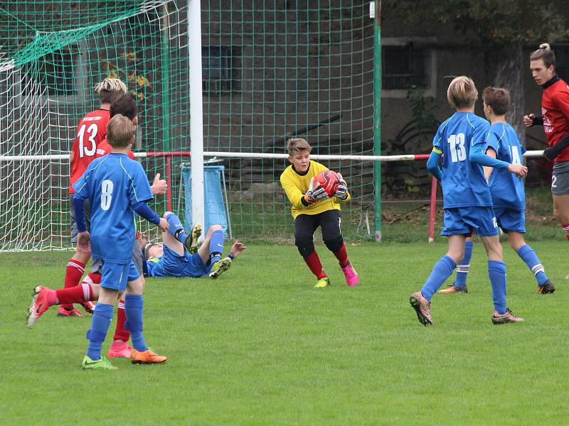 Fotbal, krajský přebor starších žáků: Luby - Tachov.