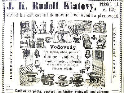 Dobový inzerát z klatovských novin z let 1900 - 1910