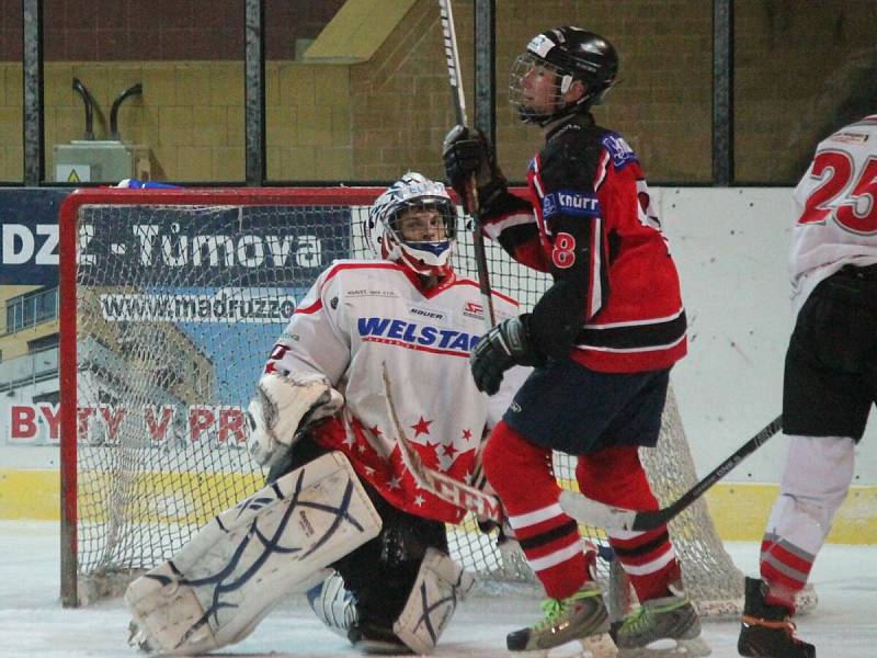 Krajská liga dorostu: HC Klatovy (v bílém) - HC Strakonice 2:4.