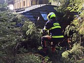 Během orkánu Herwart spadl strom i na hotel Modrava. Za poslední měsíc a půl už druhý