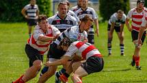 Rugby Šumava Nýrsko/RC České Budějovice (černobílé dresy) - RC Havířov 47:32.