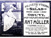 Dobový inzerát z klatovských novin (1900 – 1910). 