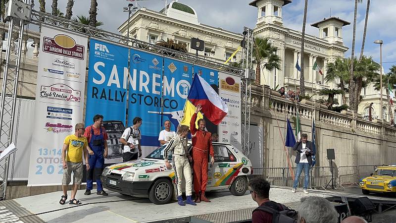 Radek Touš s Lukášem Hronkem na rallye v San Remu.