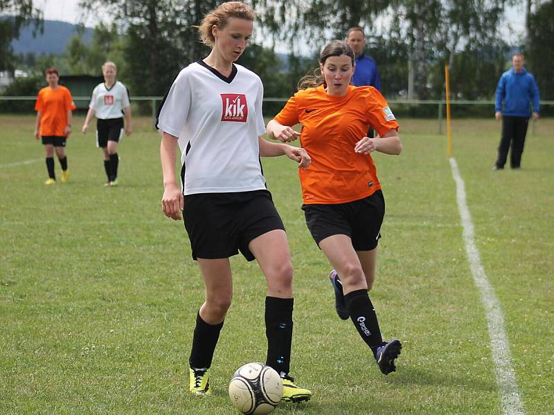 Letní Dívčí amatérská fotbalová liga: Vodní Panterky (v bílém) - Plánice 2:0.