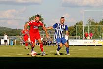 FORTUNA divize, skupina A, 7. kolo: SK Hořovice - SK Klatovy 1898 (na snímku fotbalisté v červených dresech) 3:1 (2:1).