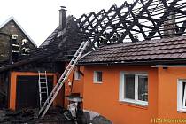 Požár rodinného domu v Malém Boru