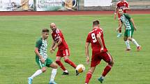 3. kolo FORTUNA divize A: FK Slavoj Český Krumlov - SK Klatovy 1898 (na snímku fotbalisté v červených dresech) 2:2 (1:2).