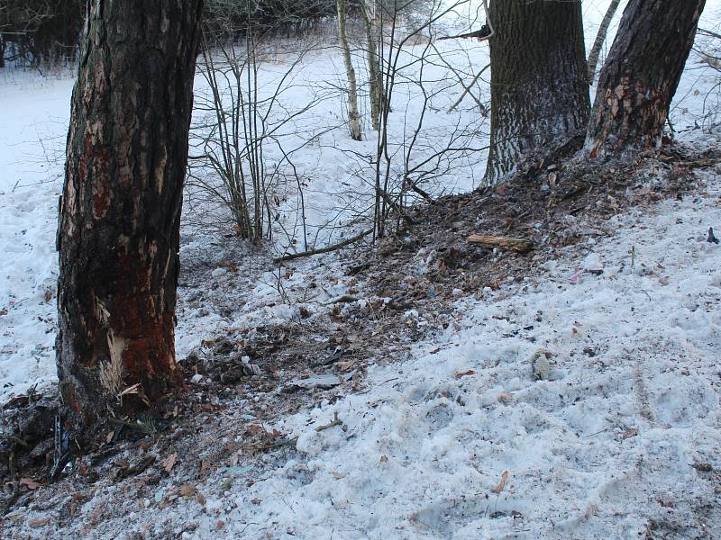 Místo nehody mezi Kroměždicemi a Vítkovicemi.