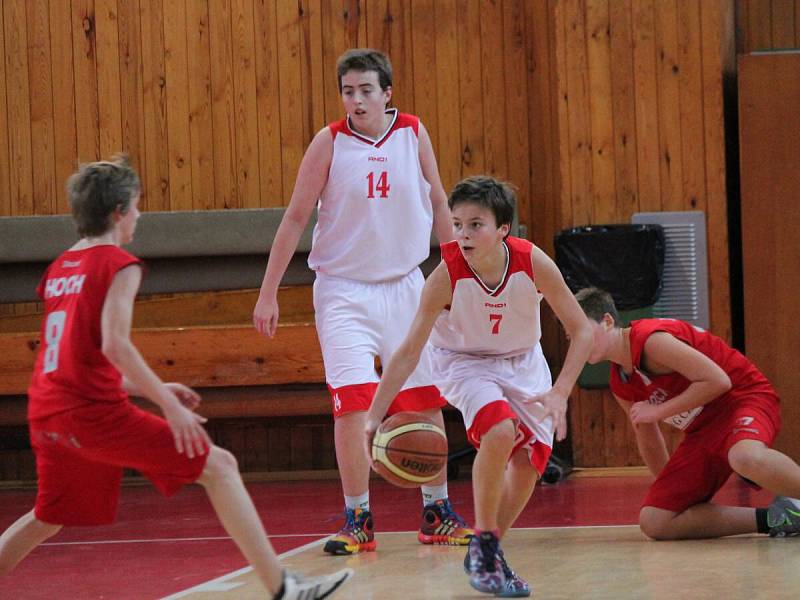 Liga mladších žáků U14: Klatovy (bílé dresy) - České Budějovice 142:28