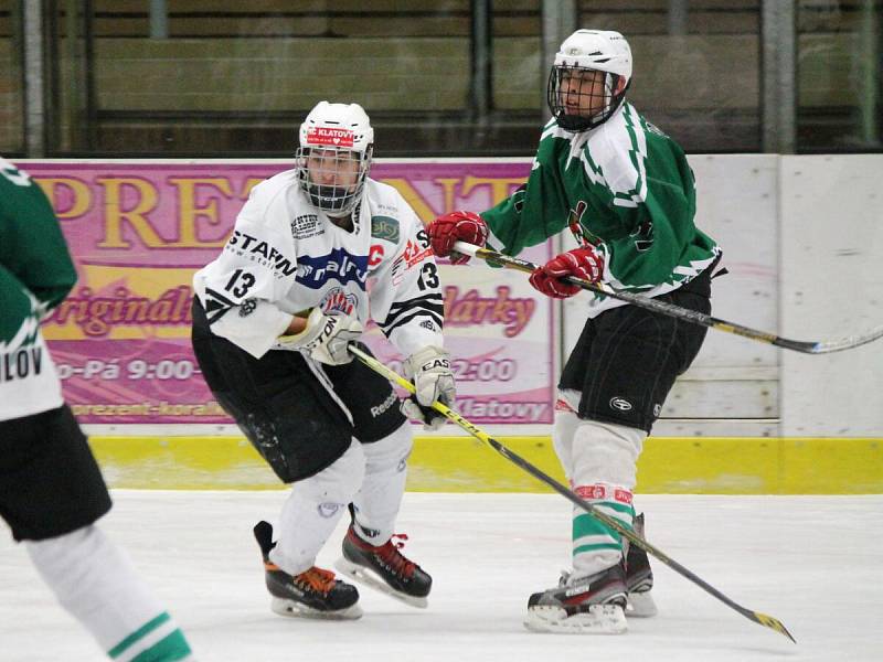 Krajská liga juniorů 2016/2017: HC Klatovy B (bílé dresy) - HC Slavoj Český Krumlov 4:5sn