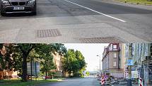 Ulice Dukelských hrdinů před a po opravě.
