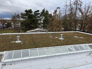 Zelené biotopní střechy na nemocničních pavilonech E a F v Českém Brodě