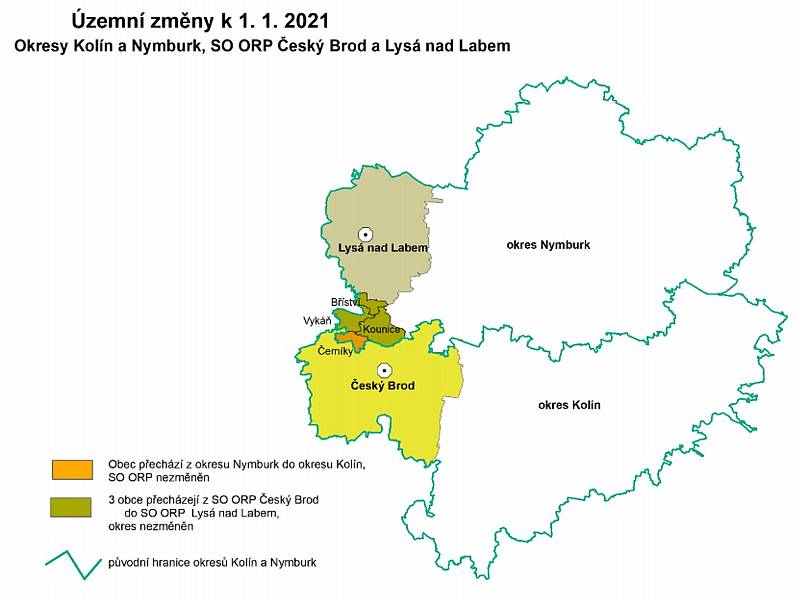 Změny územní struktury Středočeského kraje od 1. ledna 2021: mapa změn.