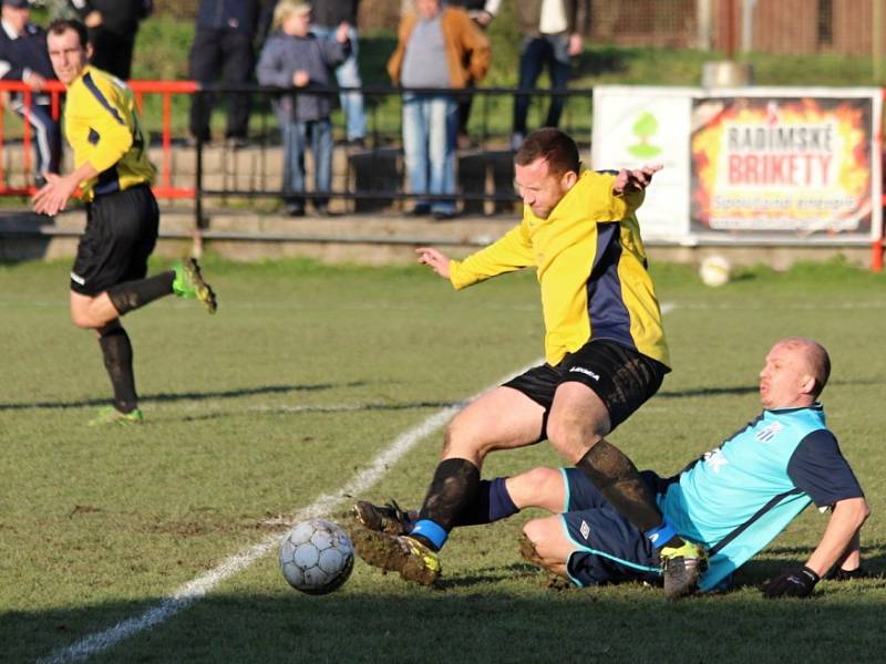 Z utkání Radim - Býchory (2:1).