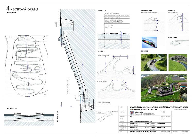 Projekt kuličkové dráhy na centrálním dětském hřišti v Kolíně.