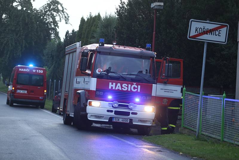 Požár bungalovu v obci Kořenice.