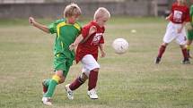 Přes dvacet malých fotbalistů si užívá léta na táborovém soustředění v Posázaví.