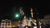 Oslava příchodu nového roku na Karlově náměstí v Kolíně