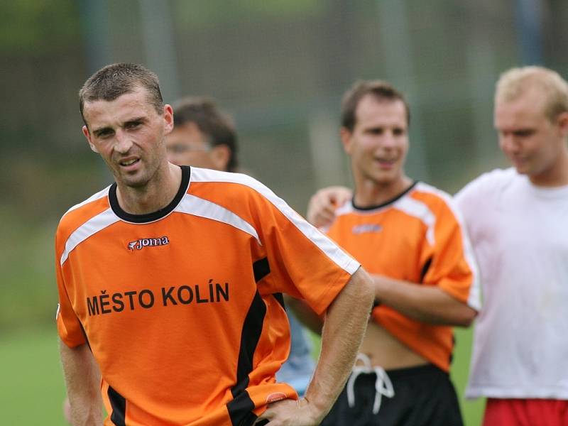 Z přípravného fotbalového utkání FK Kolín - Stará Boleslav (7:1).