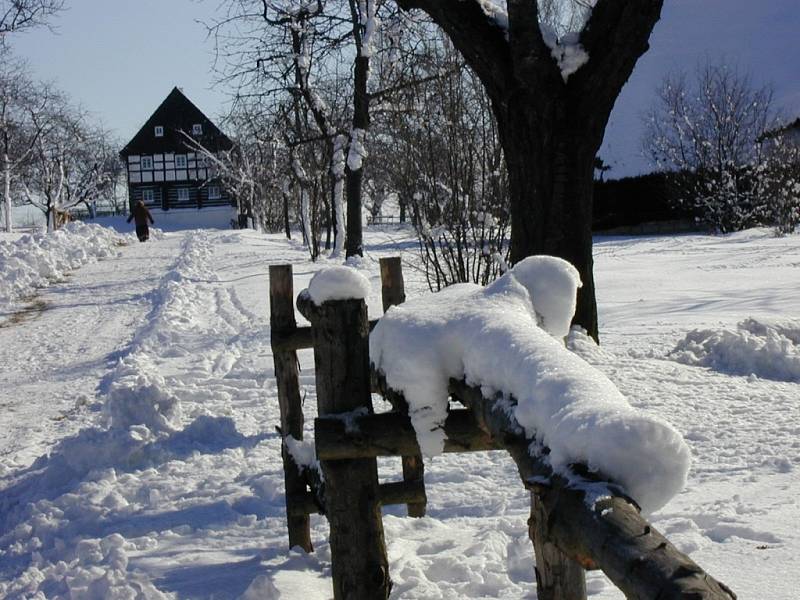 Kouřimský skanzen pod sněhovou nadílkou