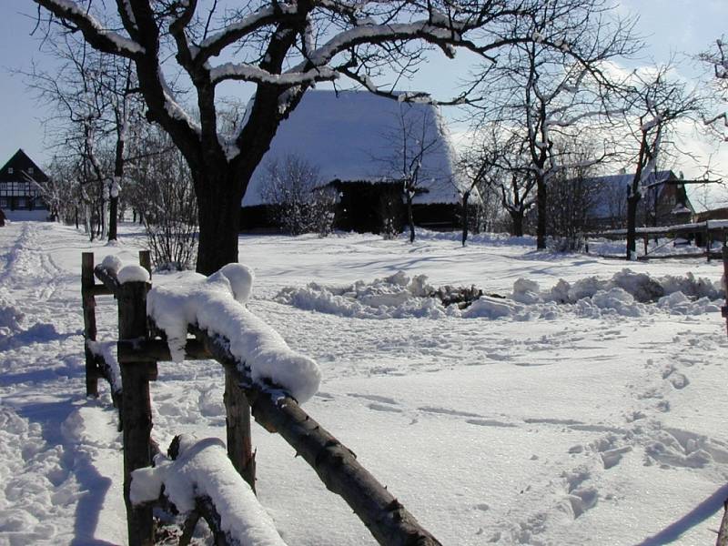 Kouřimský skanzen pod sněhovou nadílkou