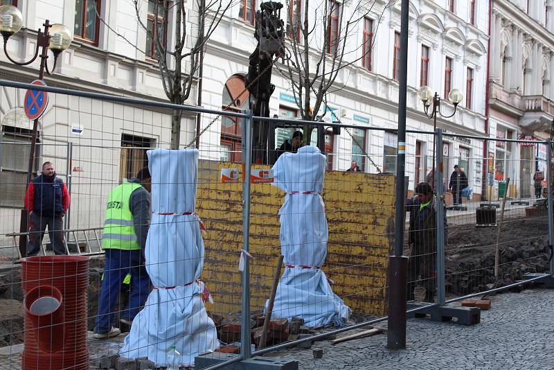 Rekonstrukce Kouřimské ulice v Kolíně, březen 2018