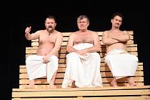 Představení Zkurvení havlisti (komedie z naší sauny) v Kolíně 15. března 2023.