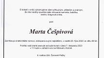 Smuteční oznámení: Marta Češpivová.