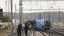 Místo nehody nákladního vlaku ve stanici Poříčany v úterý 11. října 2022