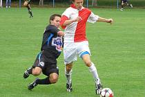 Z fotbalového utkání Ondrášovka cupu FC Velim - SK Kladno (1:0)