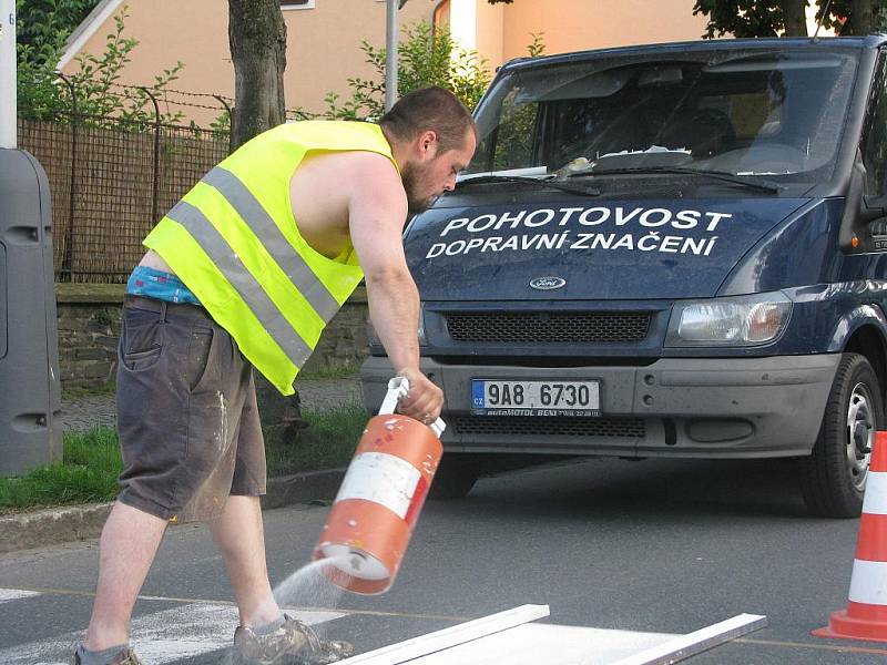 Obnova dopravního značení v Benešově ulici