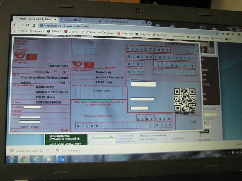 Platbu městu už lze v Úvalech hradit složenkou s QR kódem.