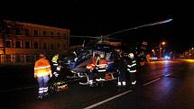 Vážná dopravní nehoda dvou osobních vozidel na mostě přes Labe v Ovčárecké ulici v Kolíně.