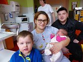 Julie Hetfleišová se narodila 9.1.2019, vážila 3435 g a měřila 50 cm. Vyrůstat bude v Kolíně společně s bráškou Vašíkem (3) a rodiči Julií a Václavem.