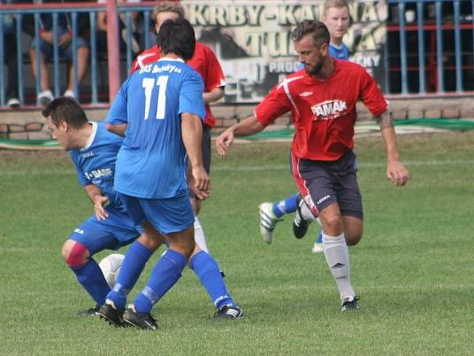 Z utkání Jestřabí Lhota - Bečváry (3:2).