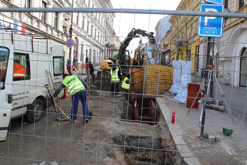 Rekonstrukce Kouřimské ulice v Kolíně, březen 2018