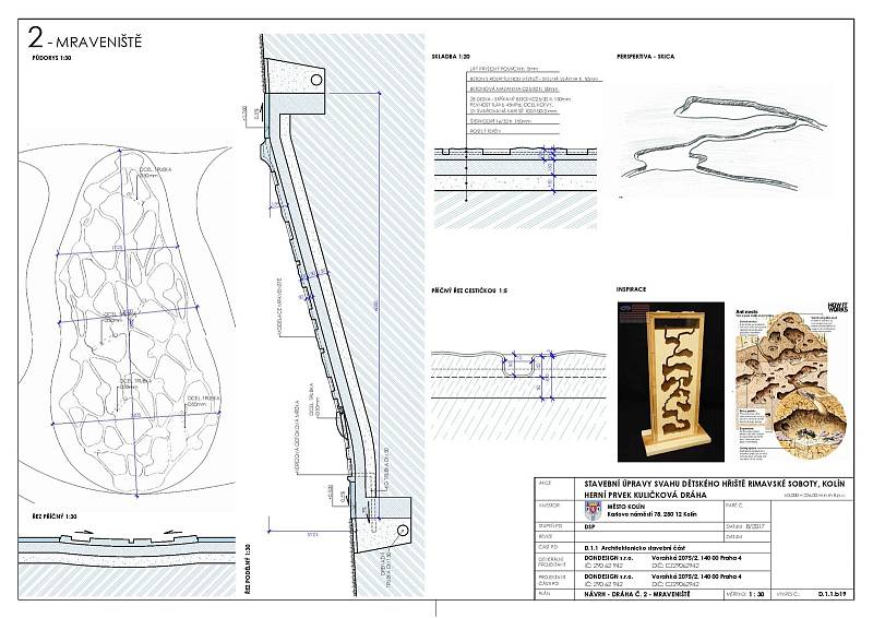 Projekt kuličkové dráhy na centrálním dětském hřišti v Kolíně.