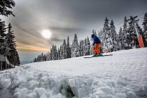 První lyžování v Krkonoších  na sjezdovce Anděl na Černé hoře.