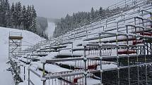 Tady se měl hrát hokej pod širým nebem při Winter Hockey Games. Tribuny a ledová plocha vyrostly ve Špindlerově Mlýně v areálu Svatý Petr.