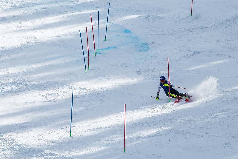 Mikaela Shiffrin a Světový pohár v lyžování ve Špindlerově Mlýně. Trénink na sjezdovce Stoh.