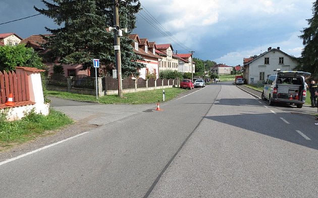 Místo střetu cyklisty s autem ve Vítězné.