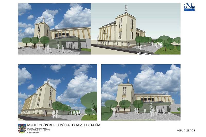 Studie multifunkčního kulturního centra v Hostinném, které má vzniknout z kina.