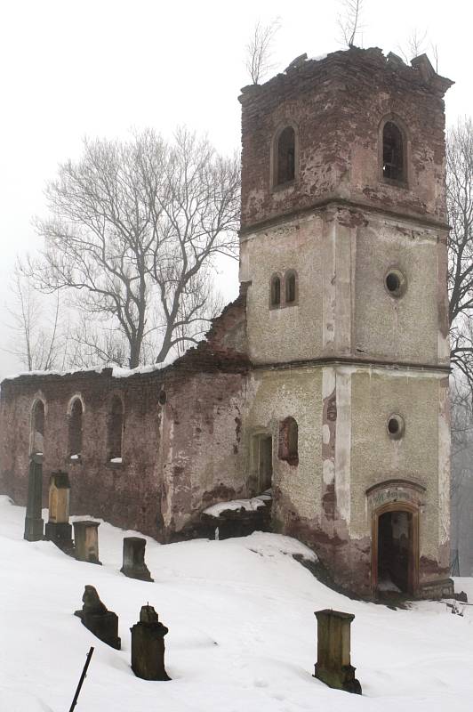 Kostel v Rudníku je žalostná ruina