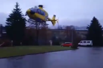 Záchranářský vrtulník v Dolní Kalné