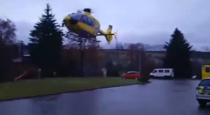 Záchranářský vrtulník v Dolní Kalné