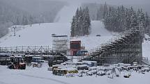 Tady se měl hrát hokej pod širým nebem při Winter Hockey Games. Tribuny a ledová plocha vyrostly ve Špindlerově Mlýně v areálu Svatý Petr.